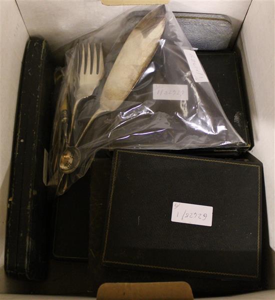 8 cased sets of plated cutlery and 8 other items